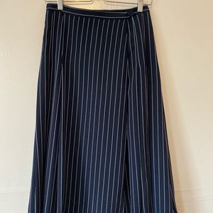 Babaton Aritzia Navy Stripe White Wrap Midi Skirt